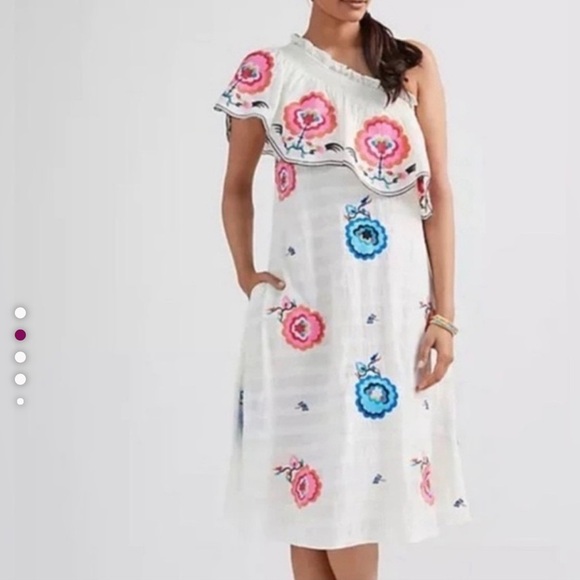 Anthropologie Pink and Blue Asymmetrical Sundress - Picture 2 of 12